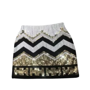 Pre Order: Bead Sequin Wrapped Hip Short Skirt