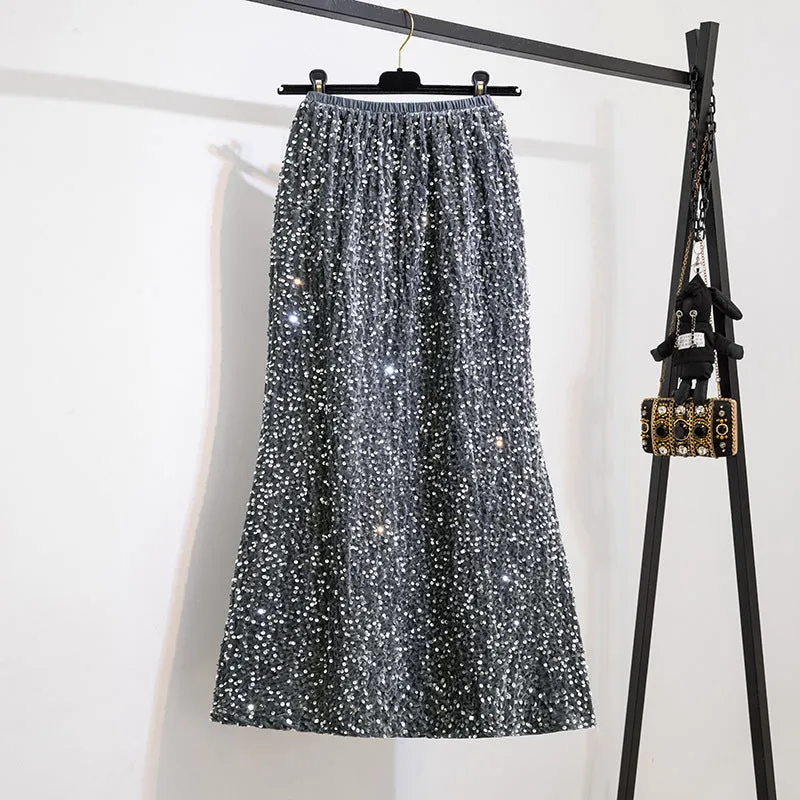 Pre Order:  Sequined High Waist Fishtail Skirt