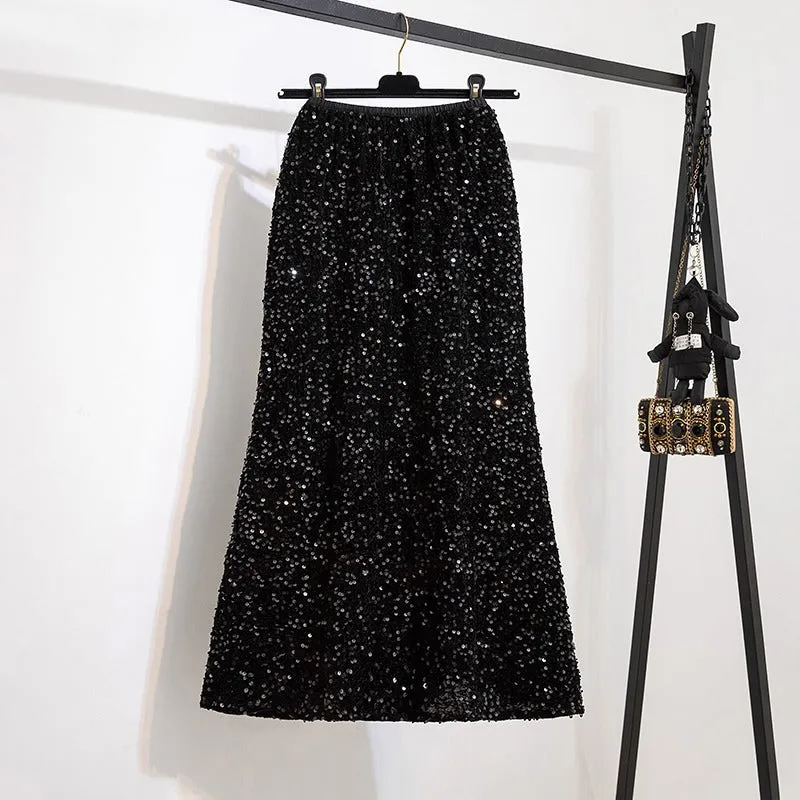 Pre Order:  Sequined High Waist Fishtail Skirt