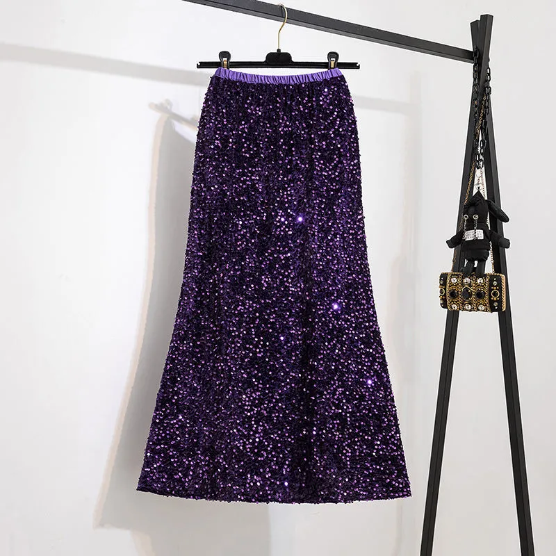 Pre Order:  Sequined High Waist Fishtail Skirt