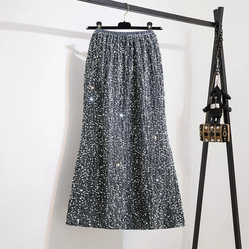 Pre Order:  Sequined High Waist Fishtail Skirt