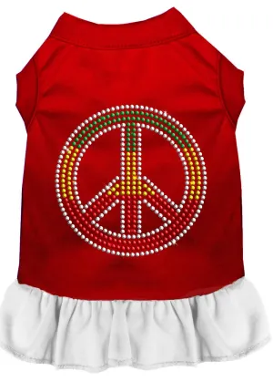 Rhinestone Rasta Peace Dress Red With White Med (12)