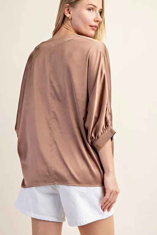 Salena Satin V-Neck Blouse