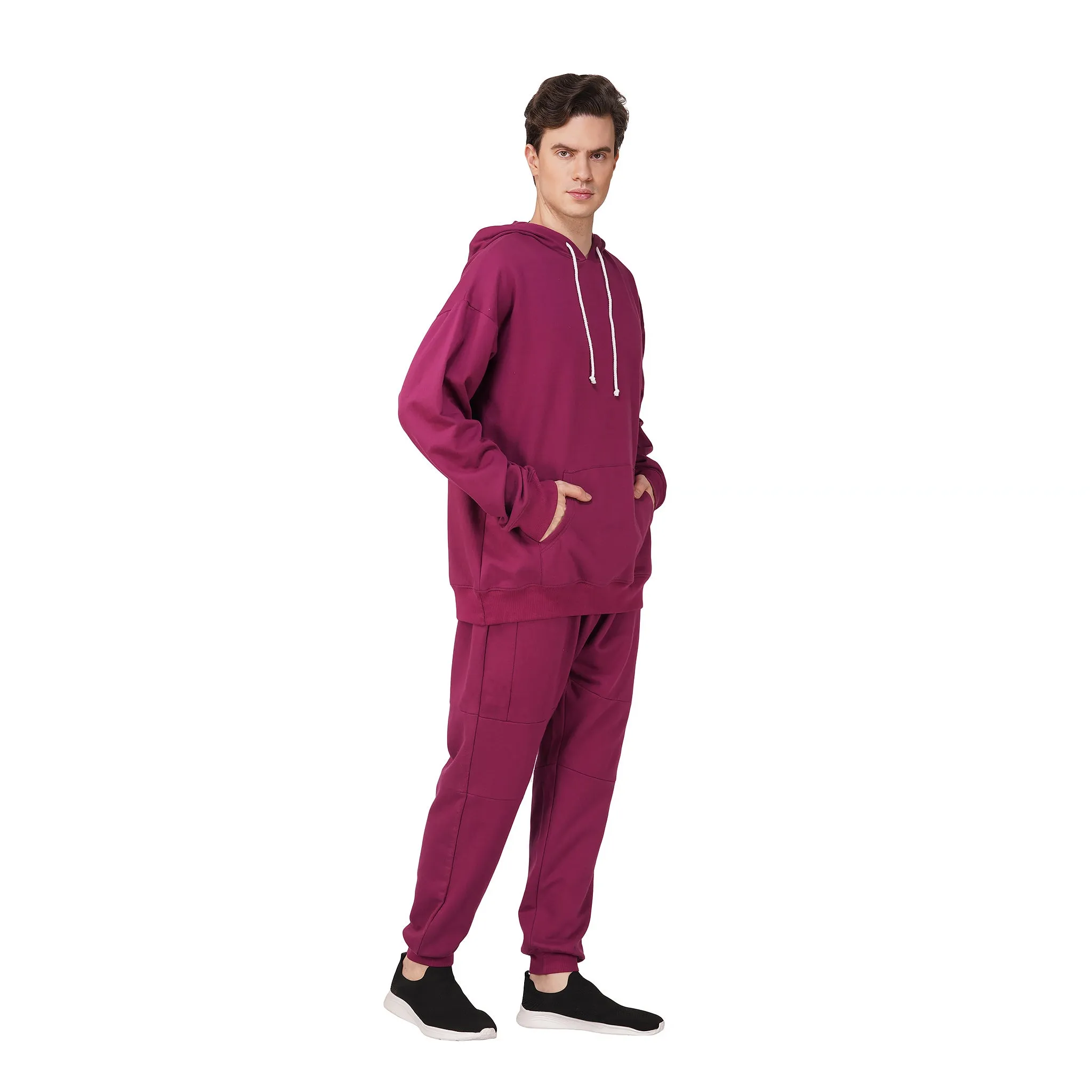 SLAY. Men's Magenta Oversized Drop Shoulder Hoodie & Joggers Co-ord Set