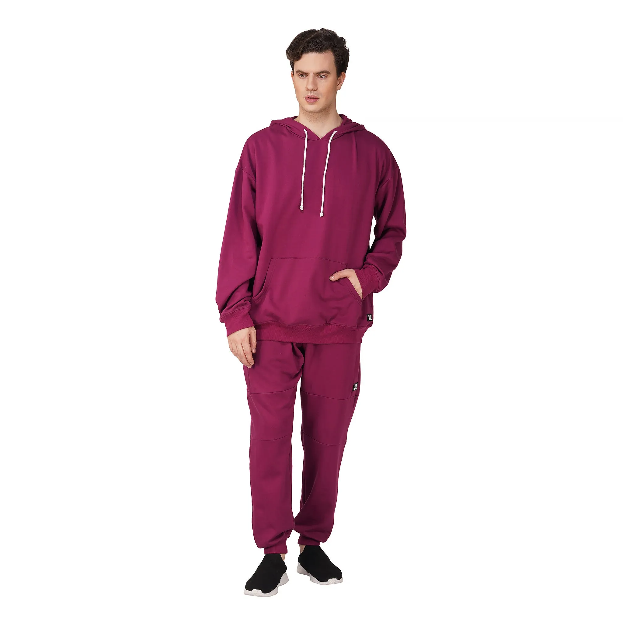 SLAY. Men's Magenta Oversized Drop Shoulder Hoodie & Joggers Co-ord Set