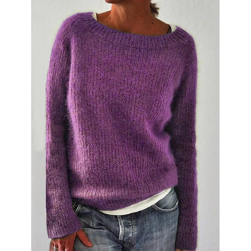 Solid Knitted Plus Size Pullovers Jumpers Sweaters