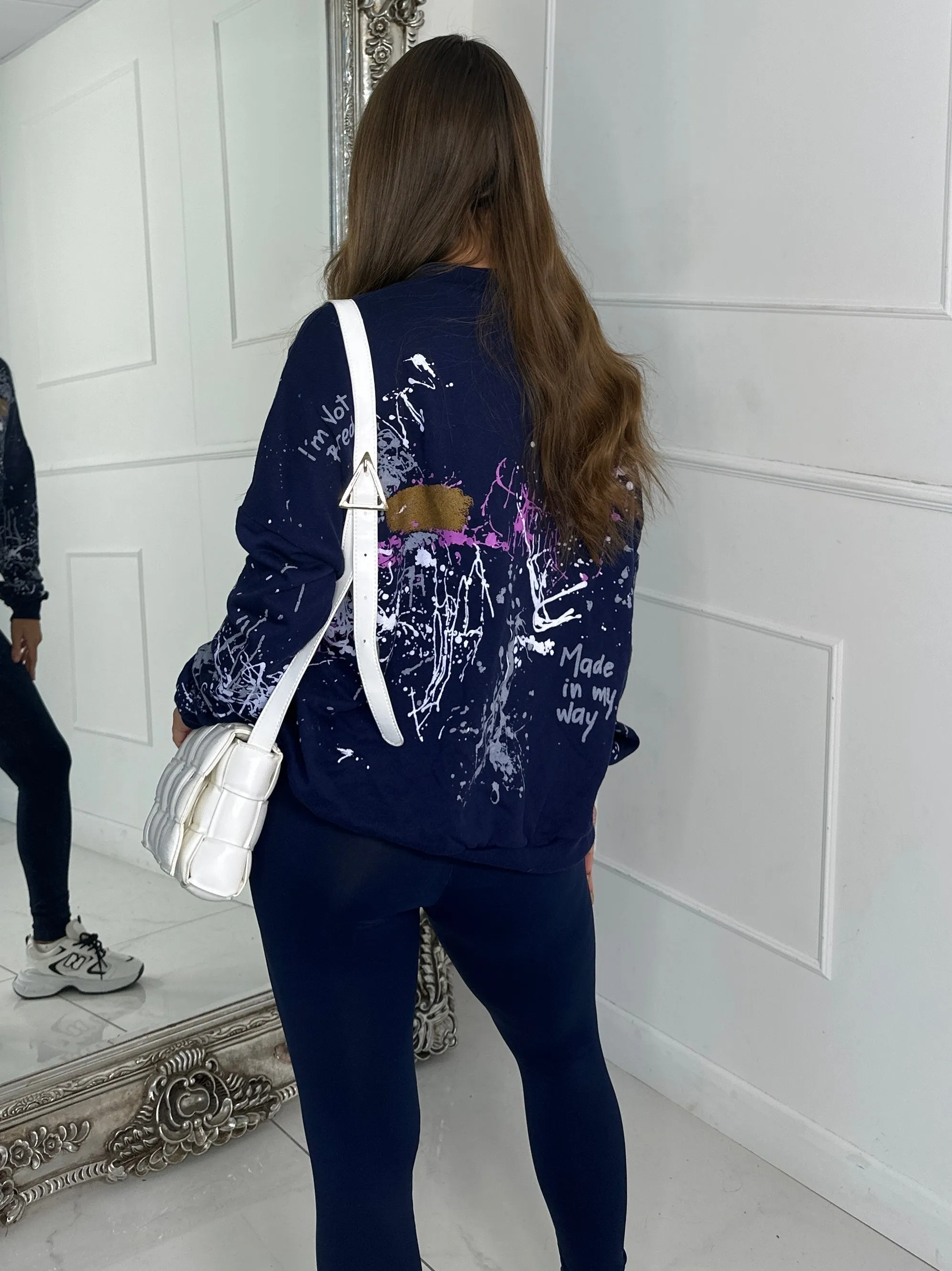 Splatter Art Sweatshirt - Navy