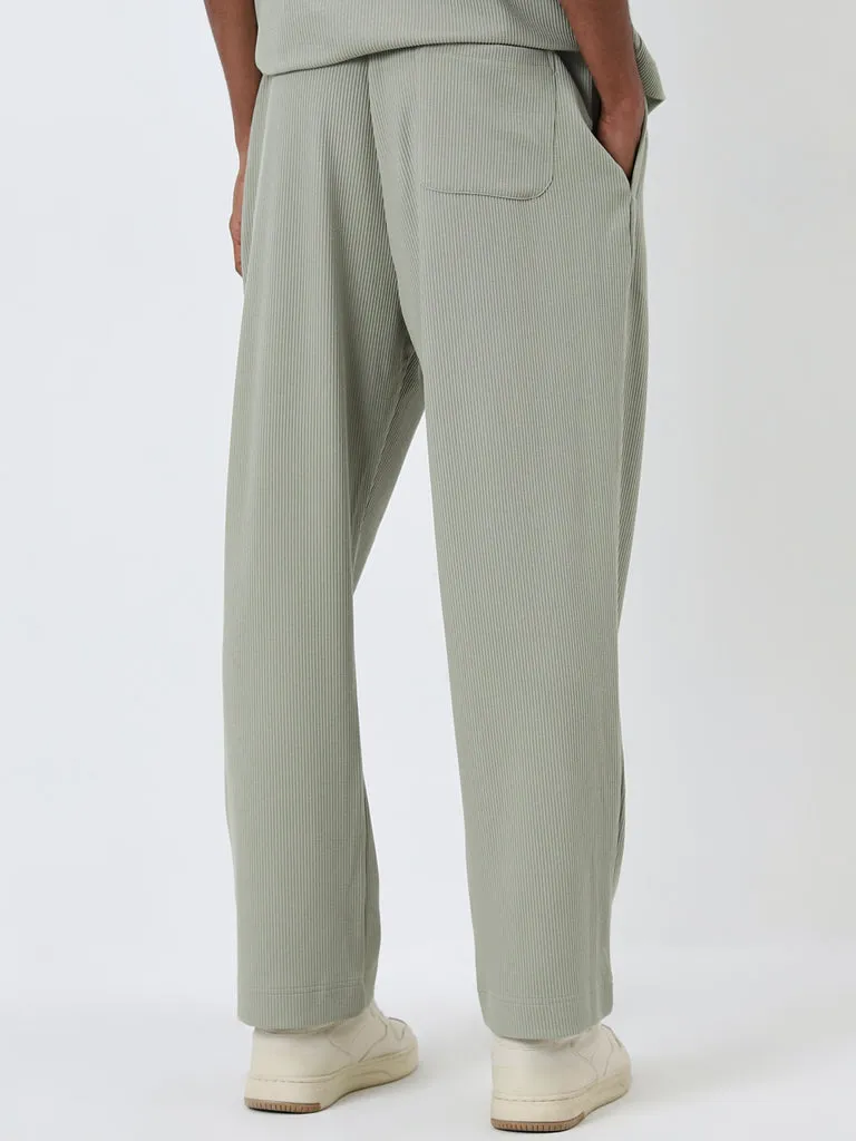 Studiofit Sage Ribbed Relaxed-Fit Mid-Rise Track Pants