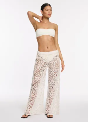 Velana Lace Wide Leg Pant - Cream