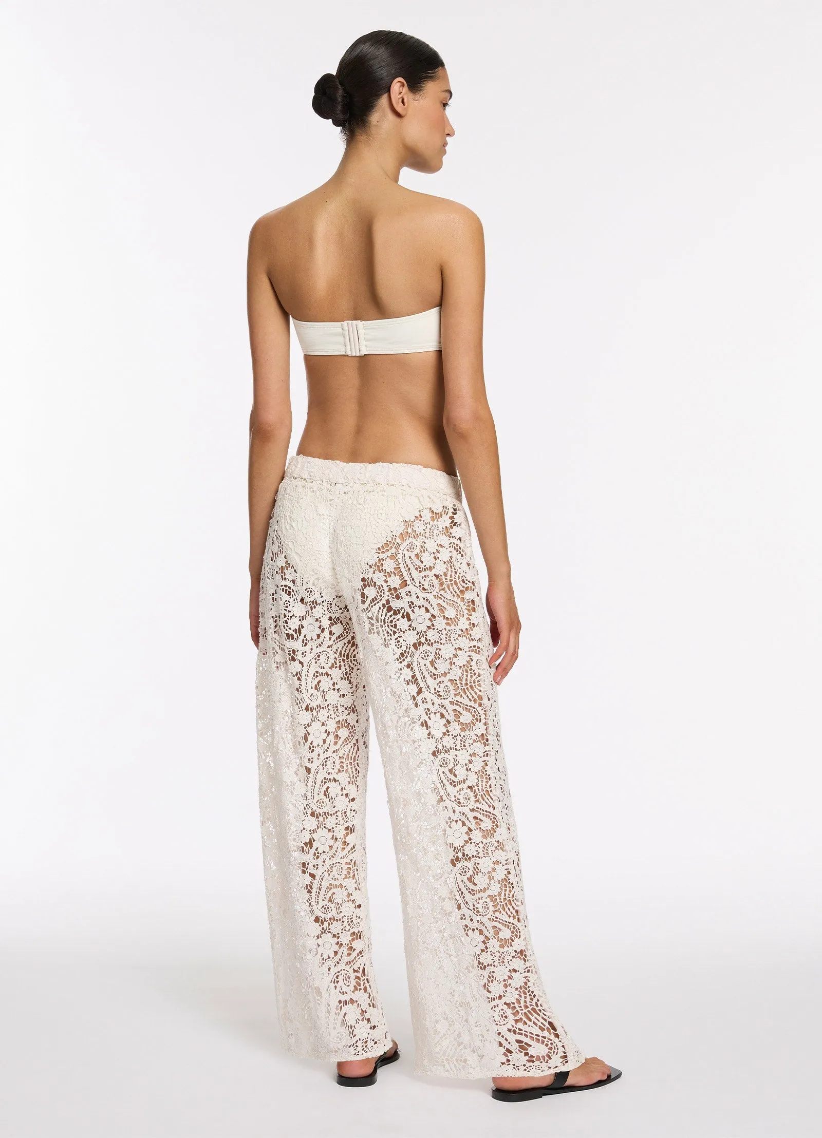 Velana Lace Wide Leg Pant - Cream