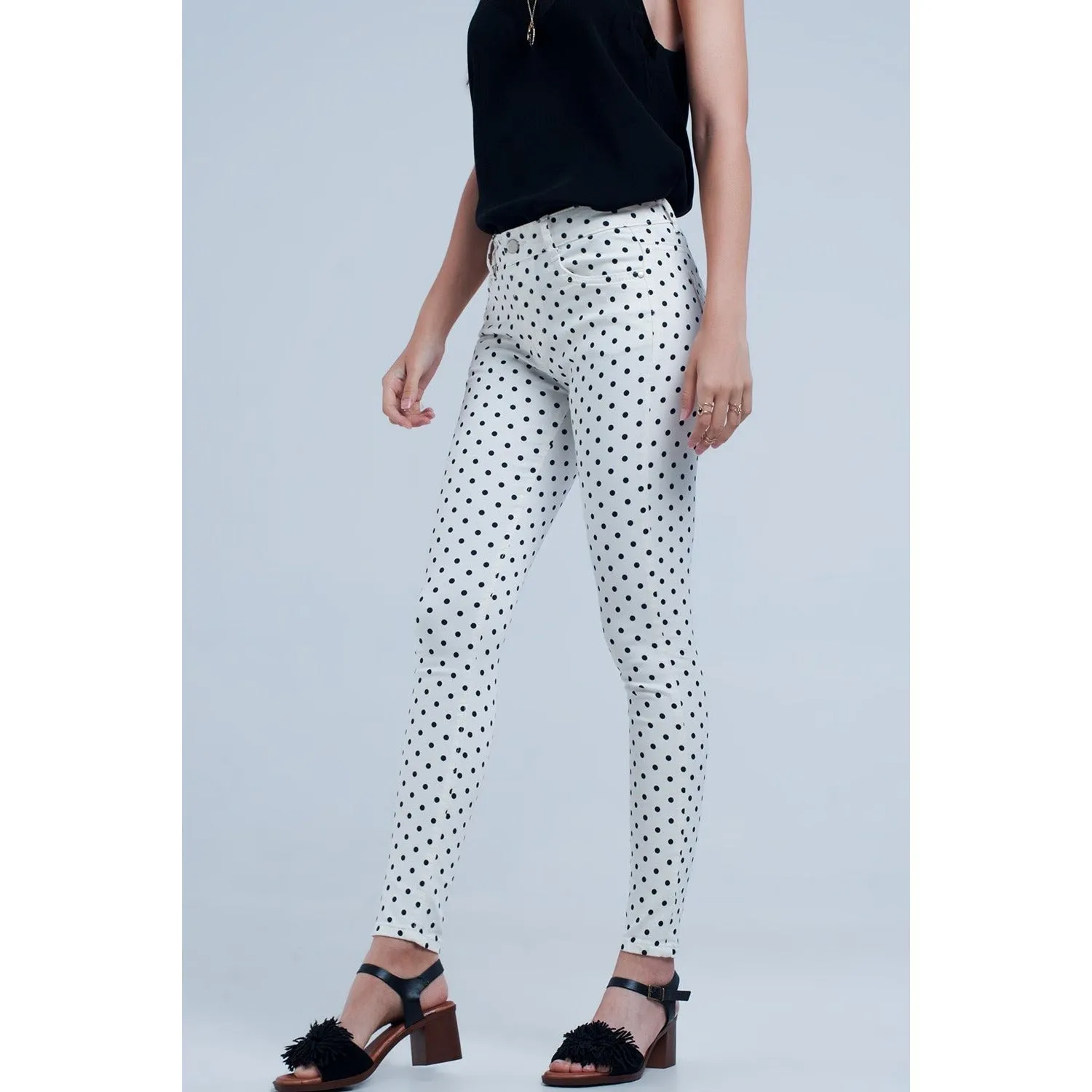 White Jeans in Polka Dots