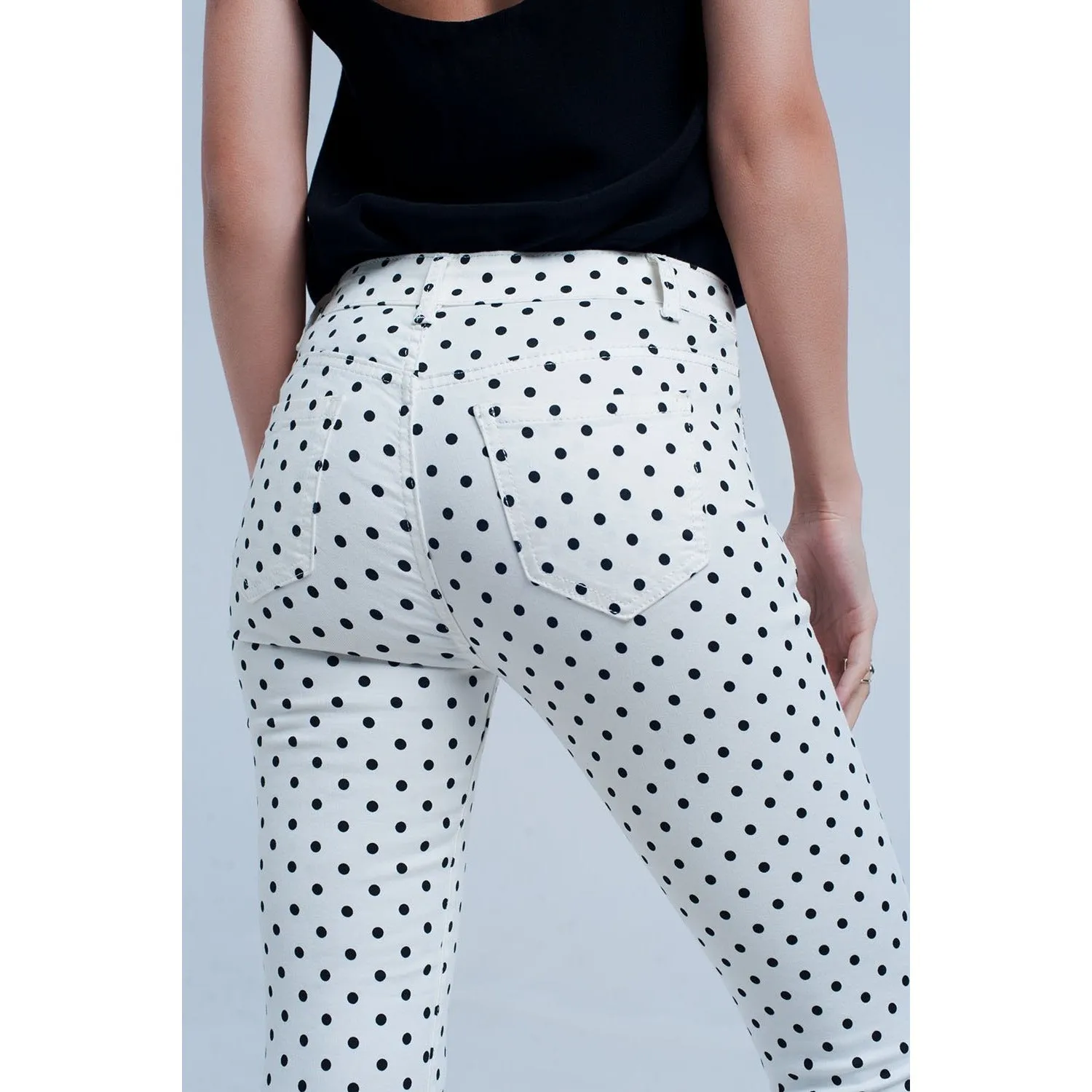 White Jeans in Polka Dots