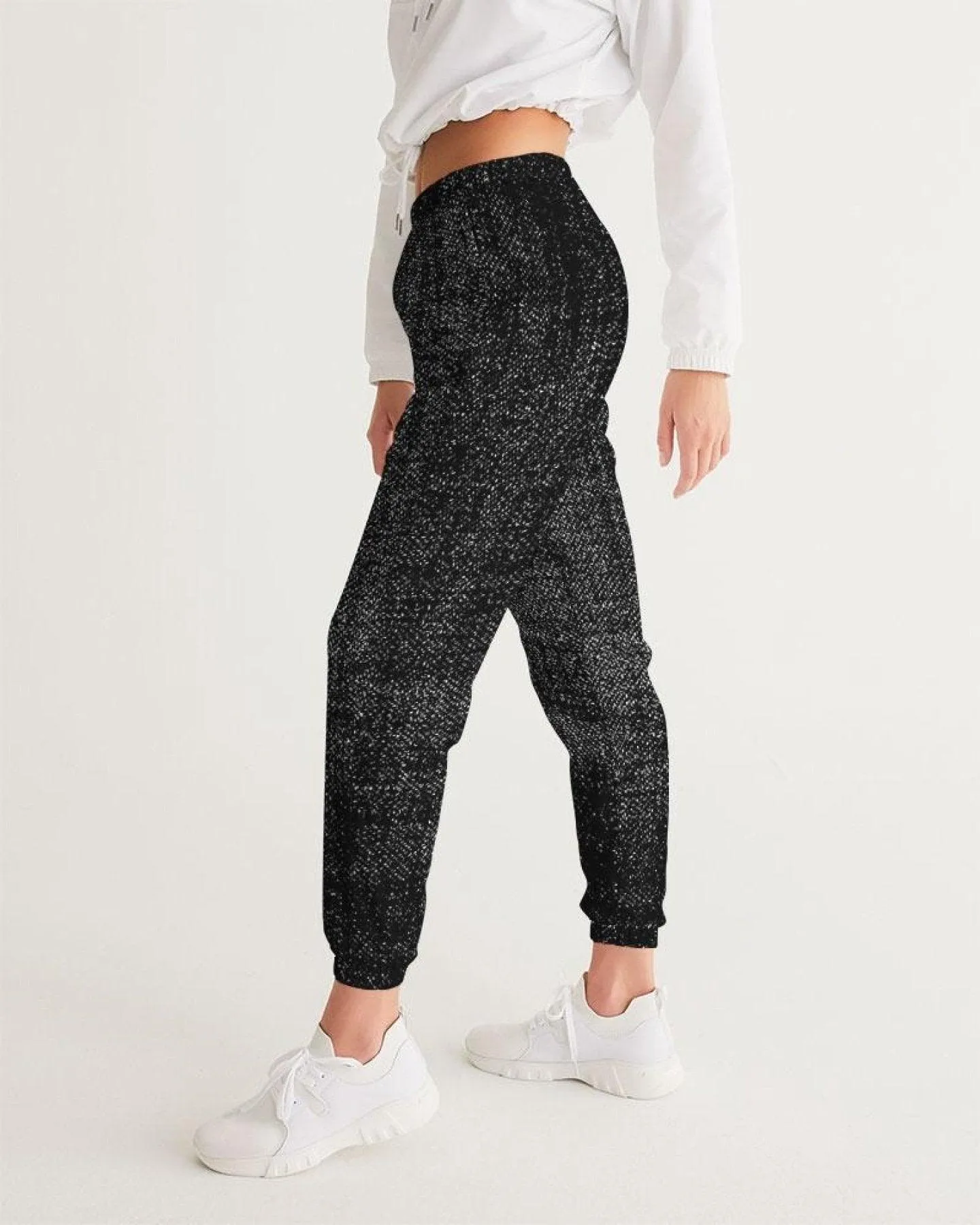 Womens Track Pants - Black & Gray Distressed Sports Pants