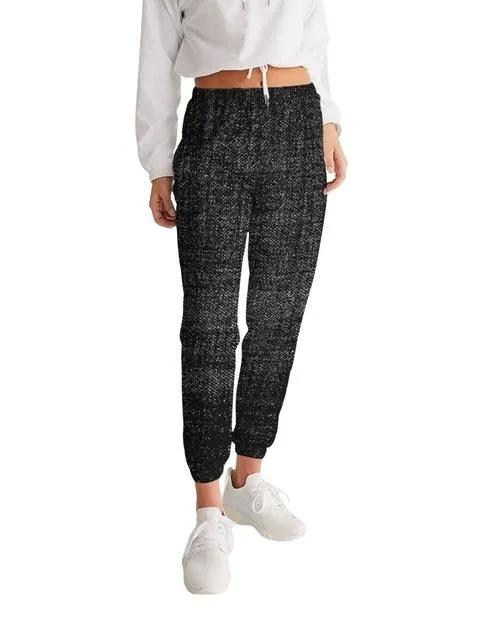 Womens Track Pants - Black & Gray Distressed Sports Pants