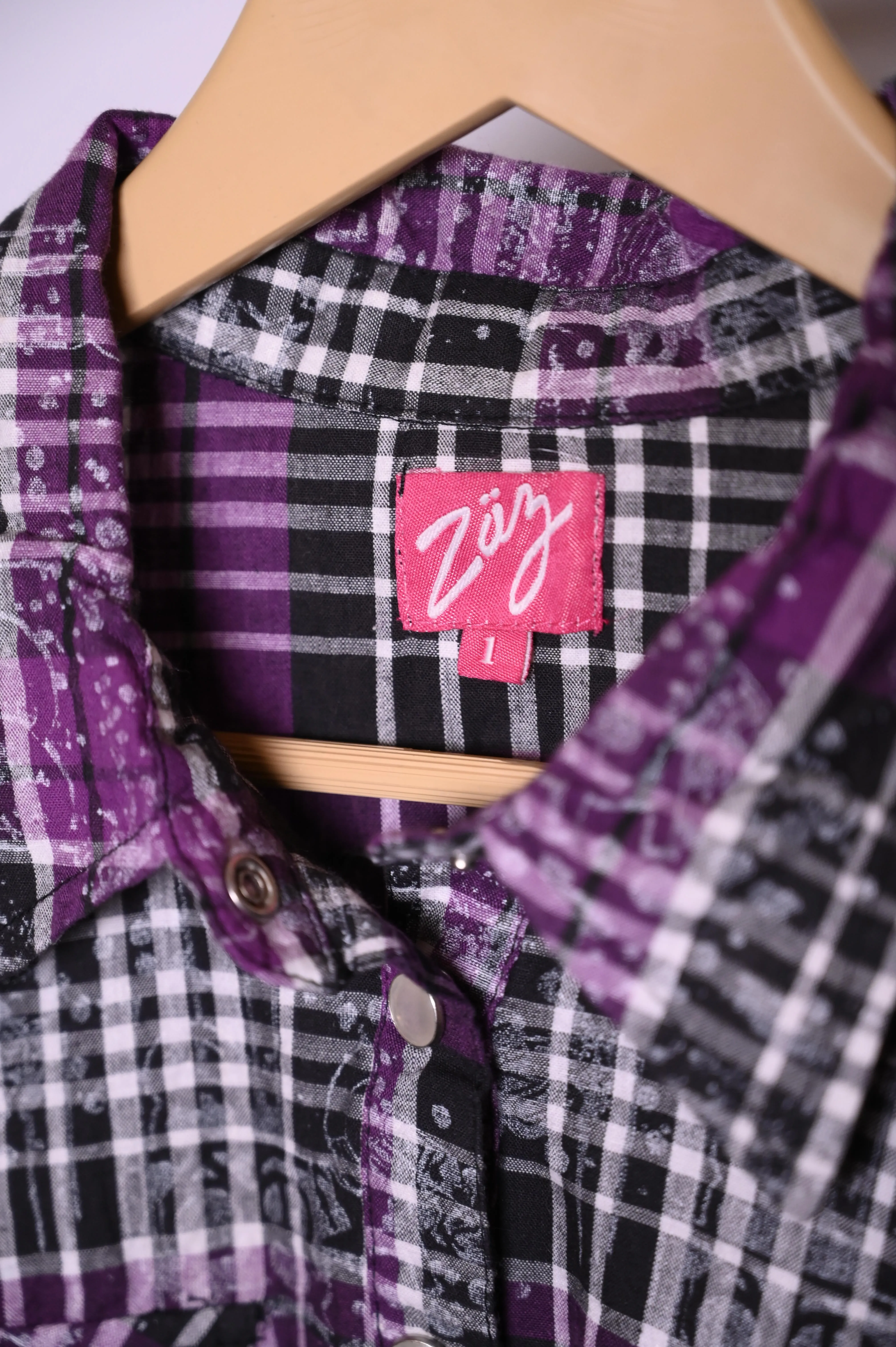 Zag Purple & Black Checks Button-Down